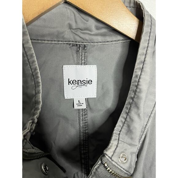 Kensie Jeans Military Utility Full Zip + Snap Button Cargo Jacket Women’s Size L - Picture 3 of 4